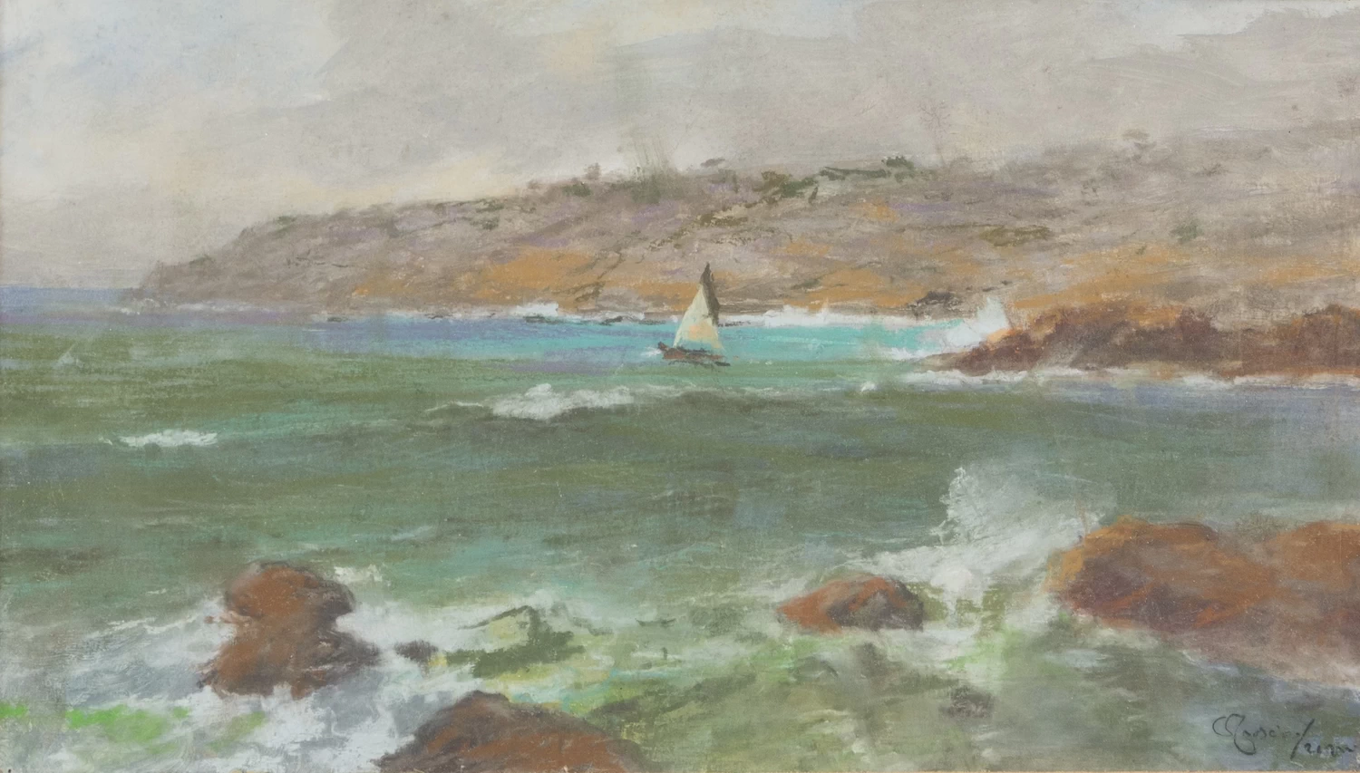 Paesaggio marino con vela